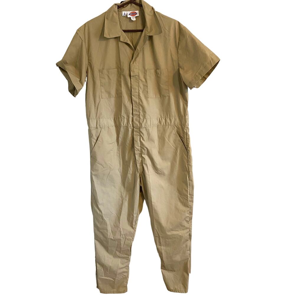 Dickies size 46 Vintage Dickies‎ Tan Short Sleeve Coveralls Jumpsuit unisex